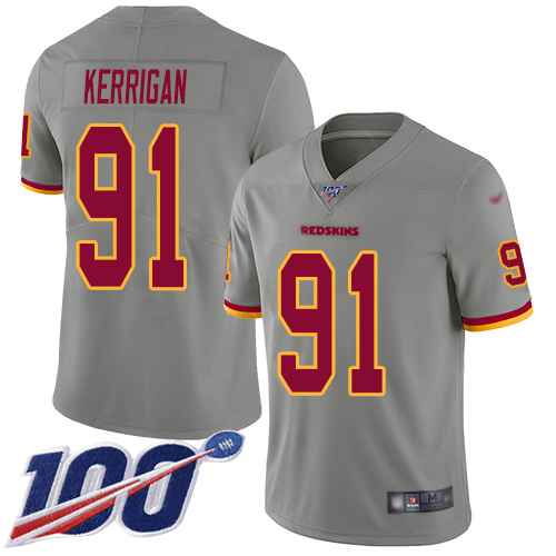 Washington Redskins Limited Gray Men Ryan Kerrigan Jersey NFL Football #91 100th Season Inverted->youth nfl jersey->Youth Jersey